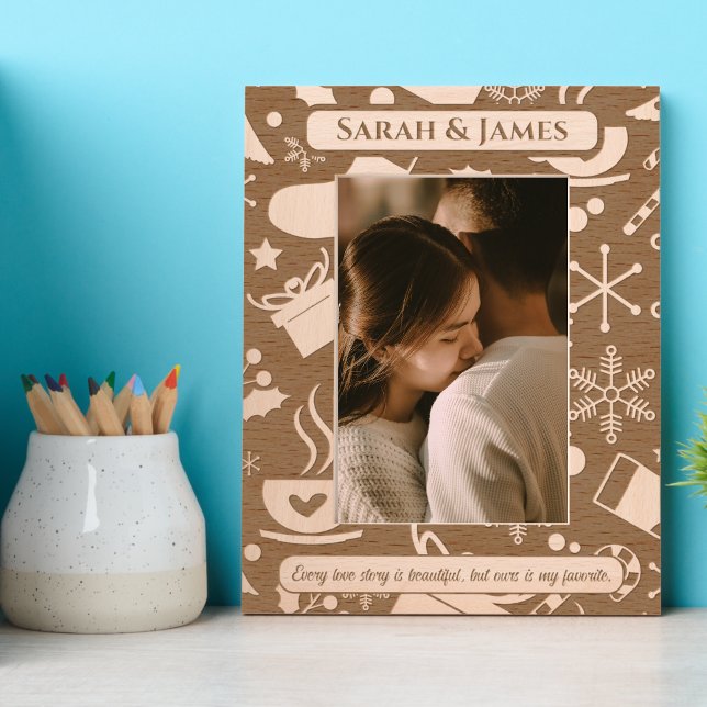 Personalized Couple Name Christmas Holiday Quote Engraved Frames (Creator Uploaded)