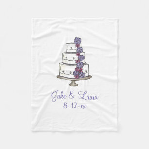 Personalized Couple Name Floral Wedding Cake Gift Fleece Blanket