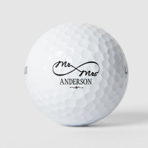 Personalized Couple Name Heart Black Color Font Golf Balls