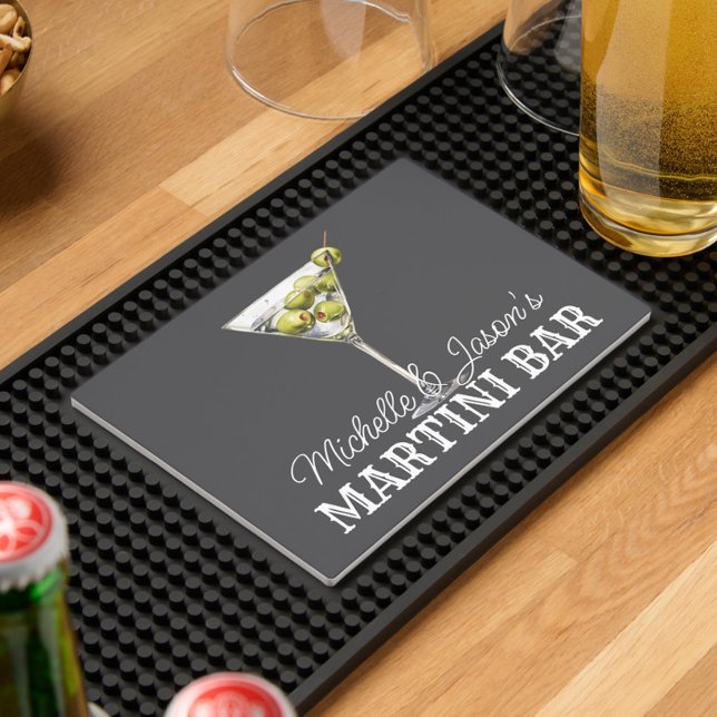 Personalized Couple Name Martini Bar Mat  (Personalized Martini Bar Mat, Wedding Bar, Cocktail Party, Home Bar Accessories, Dirty Martini)