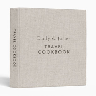 Personalized Couple Name Travel Cookbook Linen 3 Ring Binder