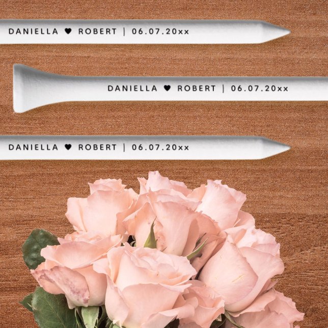 Personalized Couple Name Wedding Favor Golf Tee (personalized couple name wedding date golf tee wedding favor set)