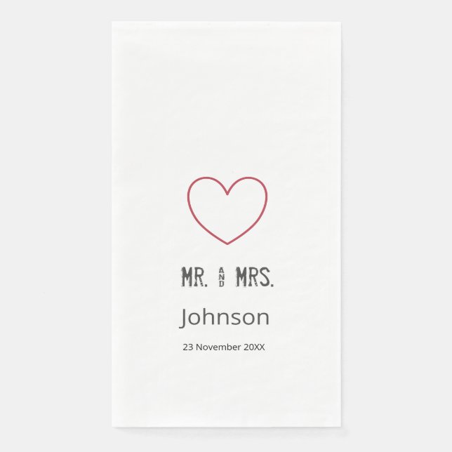 personalized couple name wedding typography paper guest towels (Front)