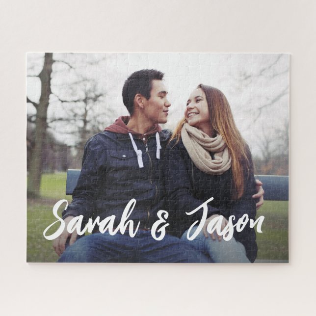 Personalized Couple Names and Custom Photo Jigsaw Puzzle (Horizontal)