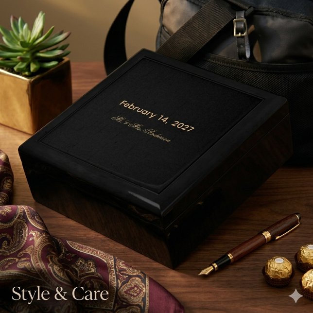 Personalized Couple Names and Date Stylish Black Gift Box (Personalized Couple Names and Date Stylish Black Gift Box)