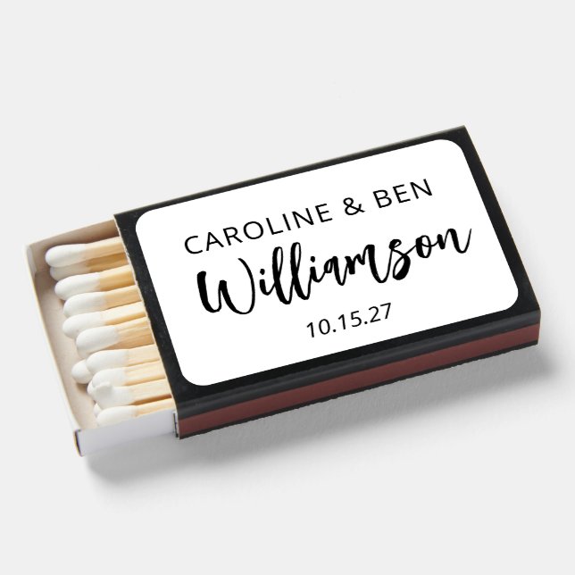 Personalized Couple Names Date Anniversary Wedding Matchboxes (Front Open)