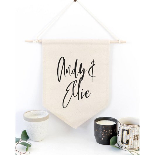 Personalized Couple Names Modern Wall Banner (Front)