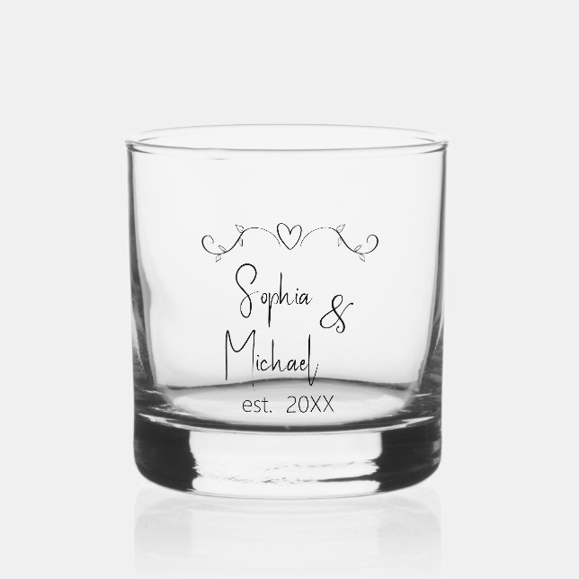 Personalized Couple Names Wedding Favors  Whiskey Glass (Front)