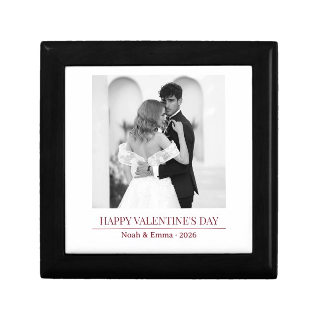 Personalized Couple Names & Year - Elegant Photo  Gift Box (Front)