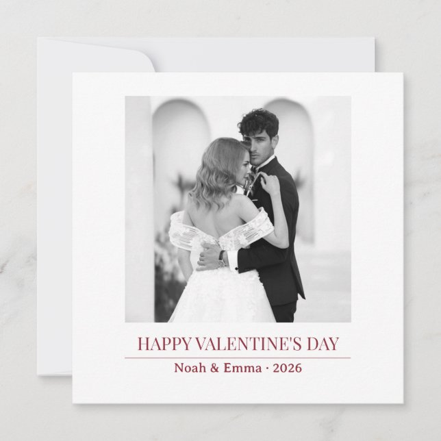 Personalized Couple Names & Year - Elegant Photo  Holiday Card (Front)