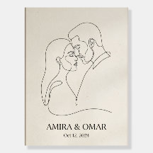 Personalized Couple One Line Art Print, Custom Wed