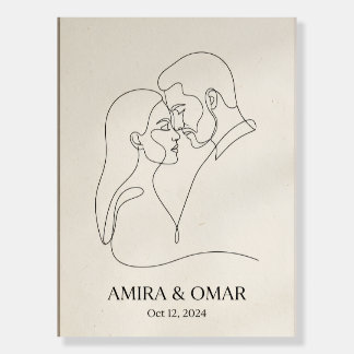 Personalized Couple One Line Art Print, Custom Wed Foam Board