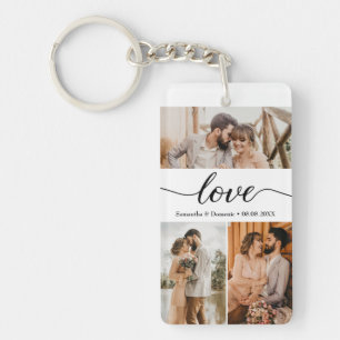 Personalized Couple Photo and text Collage Love Keychain