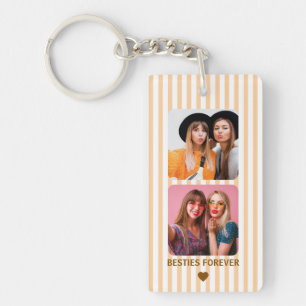 Personalized Couple Photo Boyfriend Besties Stripe Keychain