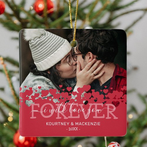Personalized Couple Photo Christmas Ceramic Ornament