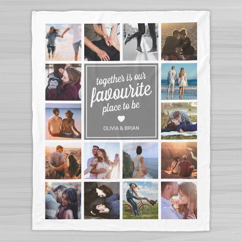 Personalized Couple Photo Collage Fleece Blanket