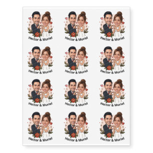 Personalized Couple Photo Custom Names Wedding Temporary Tattoos