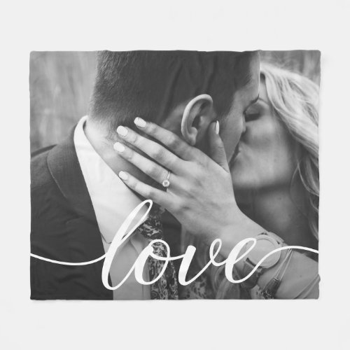 Personalized Couple Photo handlettering Love Fleece Blanket