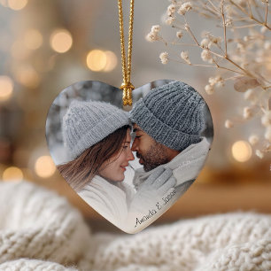 Personalized Couple Photo Heart Acrylic Christmas Ornament