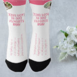 Personalized couple photo love heart engagement  socks<br><div class="desc">Create your own romantic fully personalized socks with your names,  custom love message text and your photo in a heart shape.            Perfect engagement keepsake gift,  Valentine's gift for a girlfriend or boyfriend,  fiancee,  engagement,  wedding,  or couple's anniversary.</div>