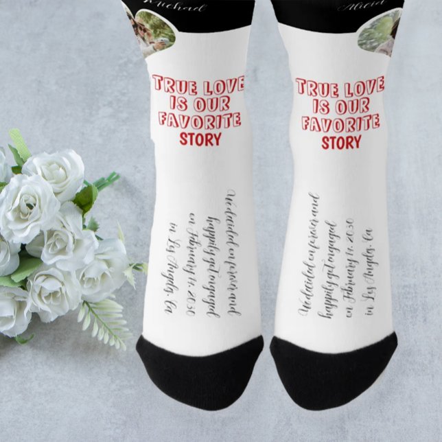 Personalized couple photo love heart engagement  socks (Creator Uploaded)