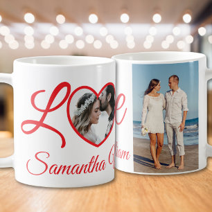 Personalized Couple Photo Love Mug Red Heart