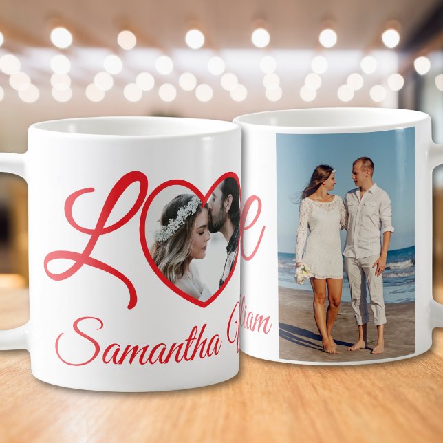 Personalized Couple Photo Love Mug | Red Heart (Creator Uploaded)
