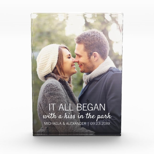 Personalized Couple Photo Newlywed Names Date Block (Front)