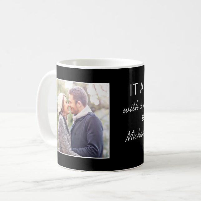 Personalized Couple Photo Newlywed Names Date Coffee Mug (Front Left)