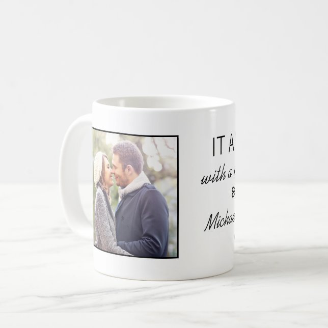 Personalized Couple Photo Newlywed Names Date Coffee Mug (Front Left)