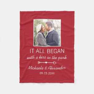 Personalized Couple Photo Newlywed Names Date Fleece Blanket