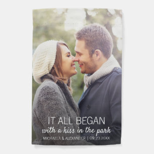 Personalized Couple Photo Newlywed Names Date Garden Flag