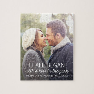 Personalized Couple Photo Newlywed Names Date Jigsaw Puzzle