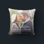 Personalized Couple Photo Newlywed Names Date Throw Pillow<br><div class="desc">Every couple has a unique story about where it all began. This photo pillow with white text can be customized to any couple,  with their names,  the date of their anniversary (first date,  wedding,  engagement,  etc),  as well as a picture of the happy couple. A truly unique keepsake!</div>