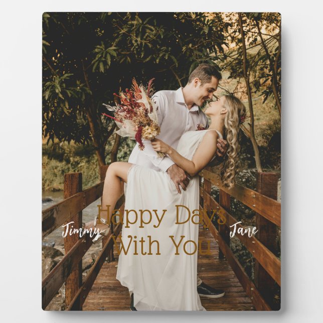 Personalized Couple Photo Plaque with Writing (Front)