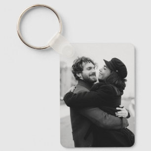 Personalized Couple Photo Script and Date Keychain
