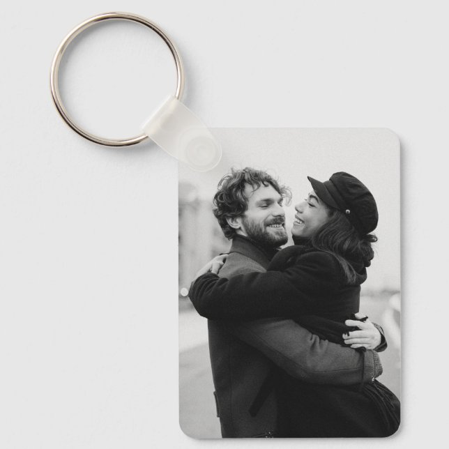 Personalized Couple Photo Script and Date Keychain (Front)