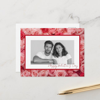 Personalized Couple Photo Valentine Roses Card