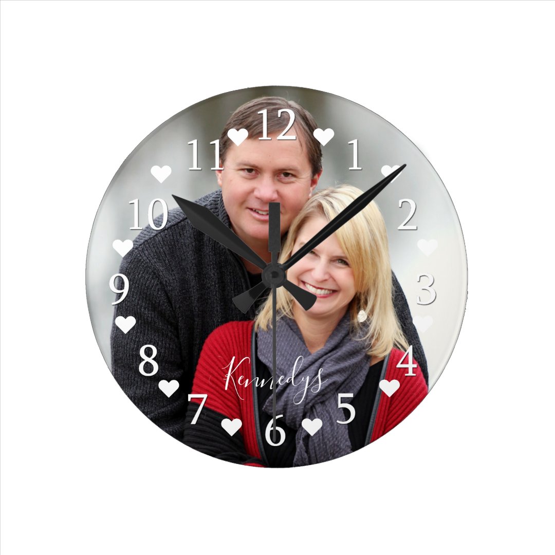 Personalized Couple Photo Wedding Anniversary Round Clock | Zazzle