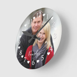 Personalized Couple Photo Wedding Anniversary Round Clock | Zazzle