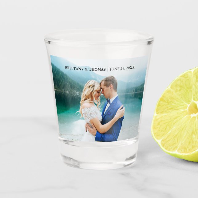 Personalized Couple Photo Wedding Shot Glass (Front)