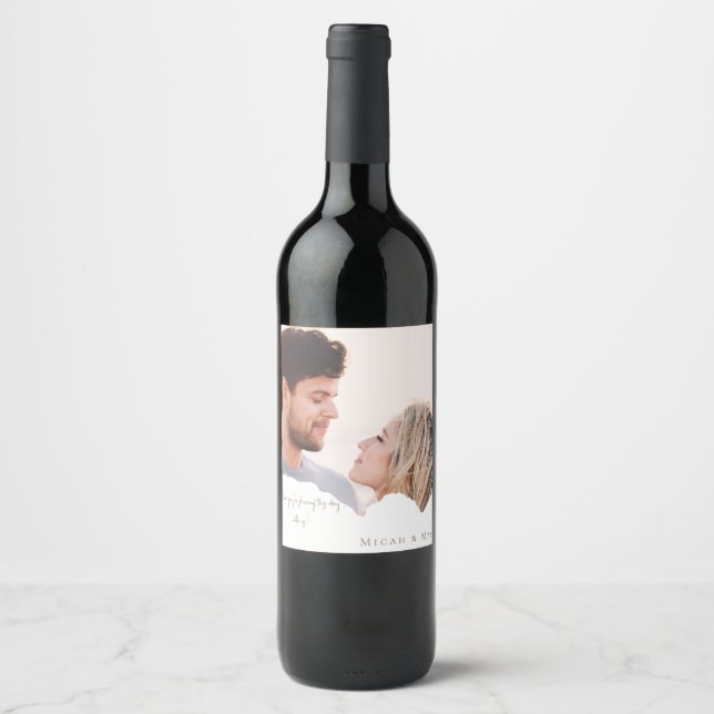 Personalized Couple Photo Wedding Wine Favor II Wine Label (Front)