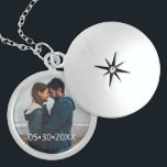 Personalized Couple photo with date Locket Necklace<br><div class="desc">This keepsake locket allows you to personalize it with a photo and with a date. To change the font style use the customize further tool,  let me know if you need assistance. A wonderful anniversary gift.</div>