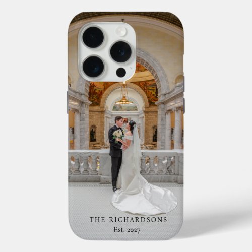 Personalized Couple Photo with Name  Year Wedding iPhone 15 Pro Case
