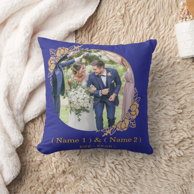 Personalized Couple Pillow with Names and Date (Blanket)