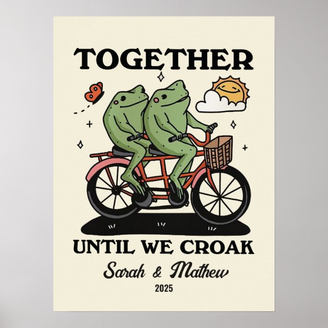 Personalized Couple Print, Custom Frog Illustratio Poster (Front)