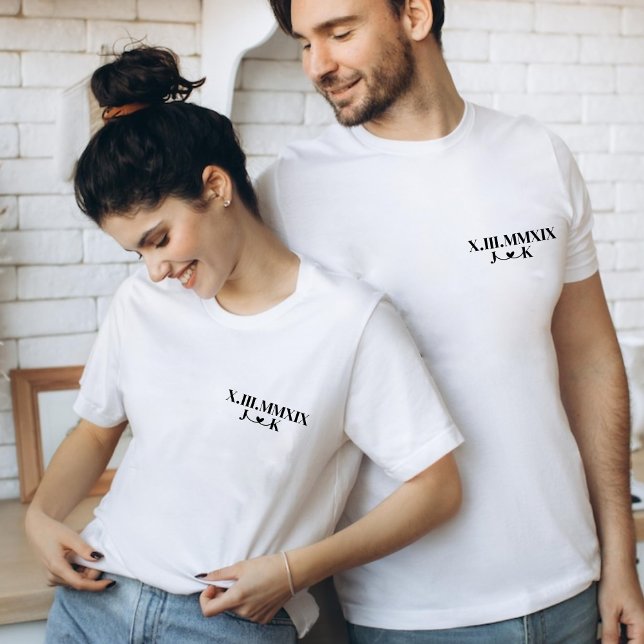 Personalized couple  Roman Numeral  T-Shirt (Creator Uploaded)