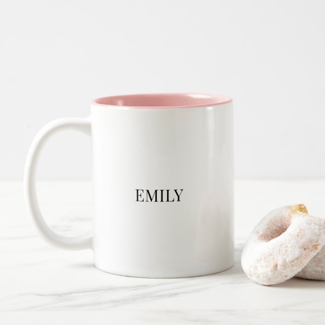 Personalized Couple Two-Tone Mug – Custom Name Val (With Donut)