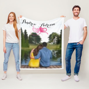 Personalized couple Valentine's day 2024 Fleece Blanket