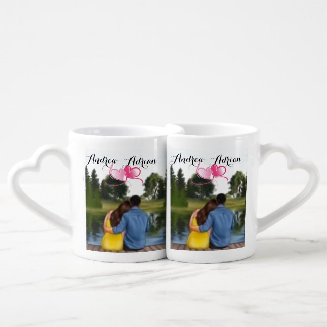 Personalized couple Valentine's day  Coffee Mug Set (Front Nesting)